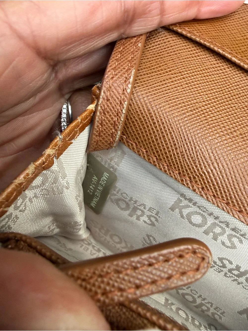 Michael Kors Brown Snake-Embossed Leather Card Case with Key Ring